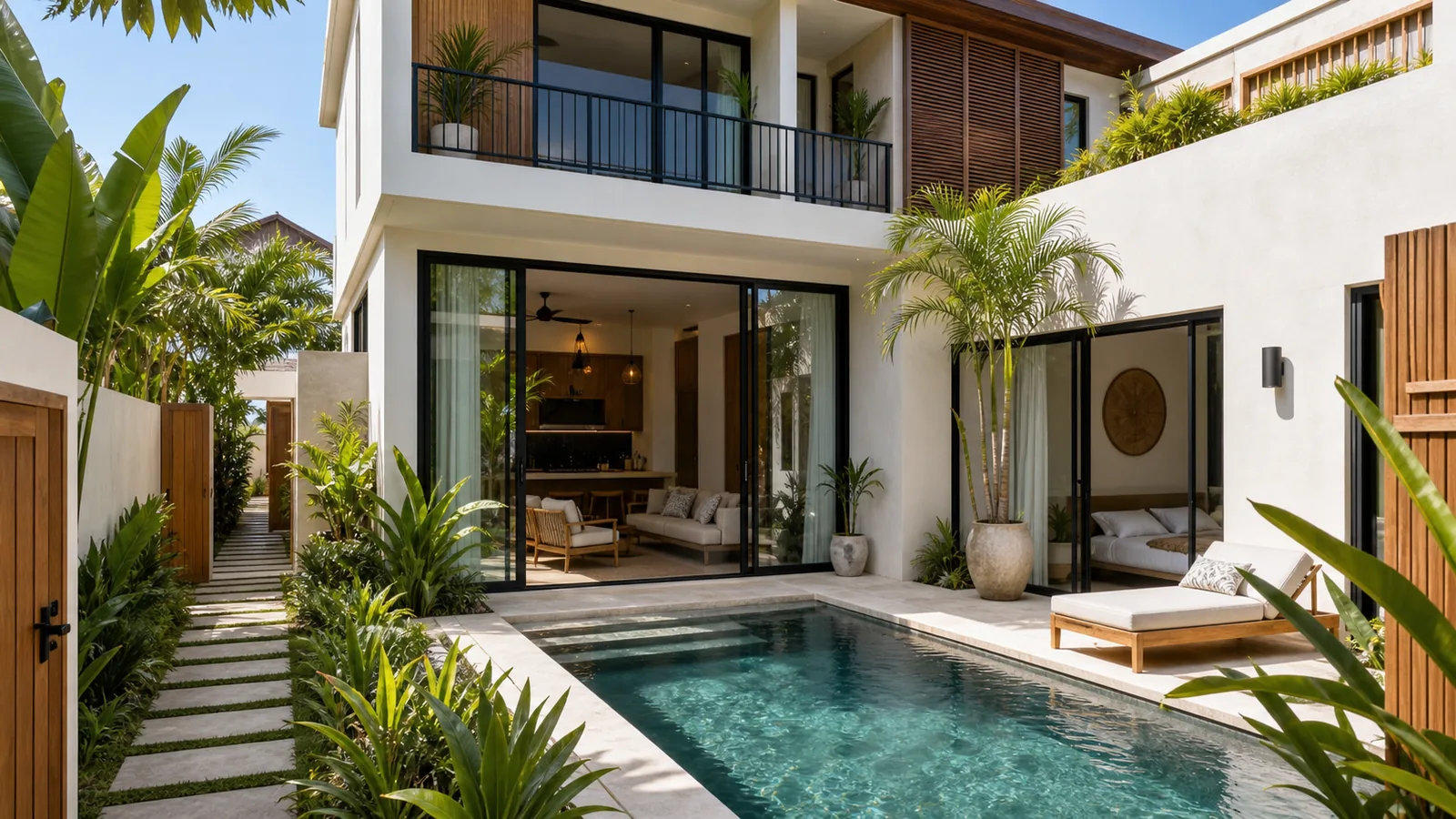 Pererenan compact leasehold villa courtyard with plunge pool