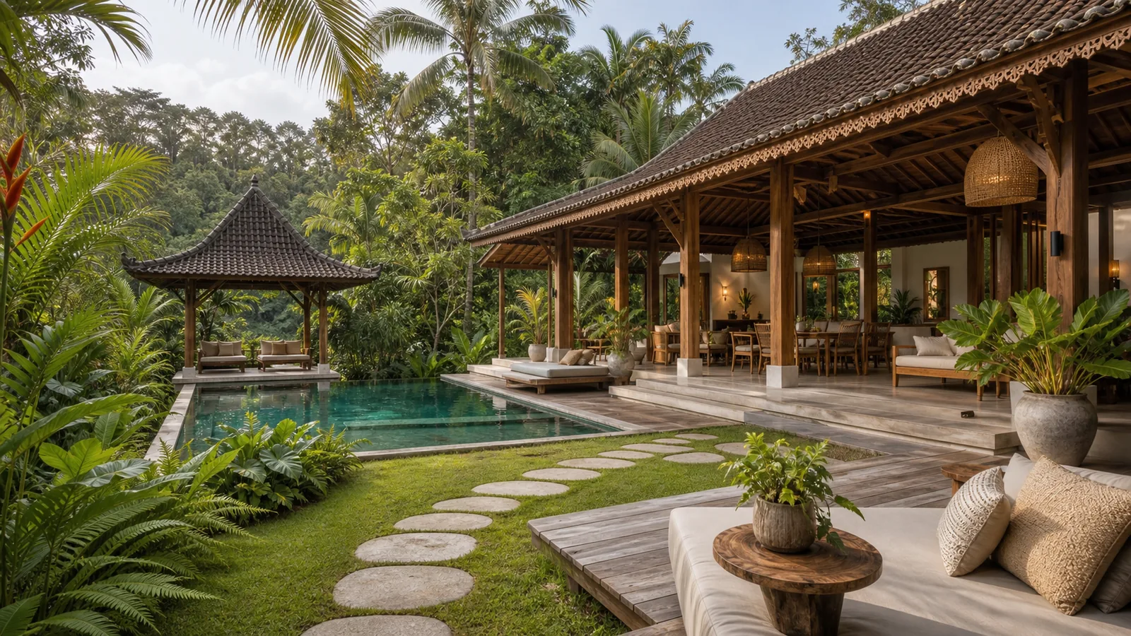 Ubud wellness villa investment with jungle pool pavilion