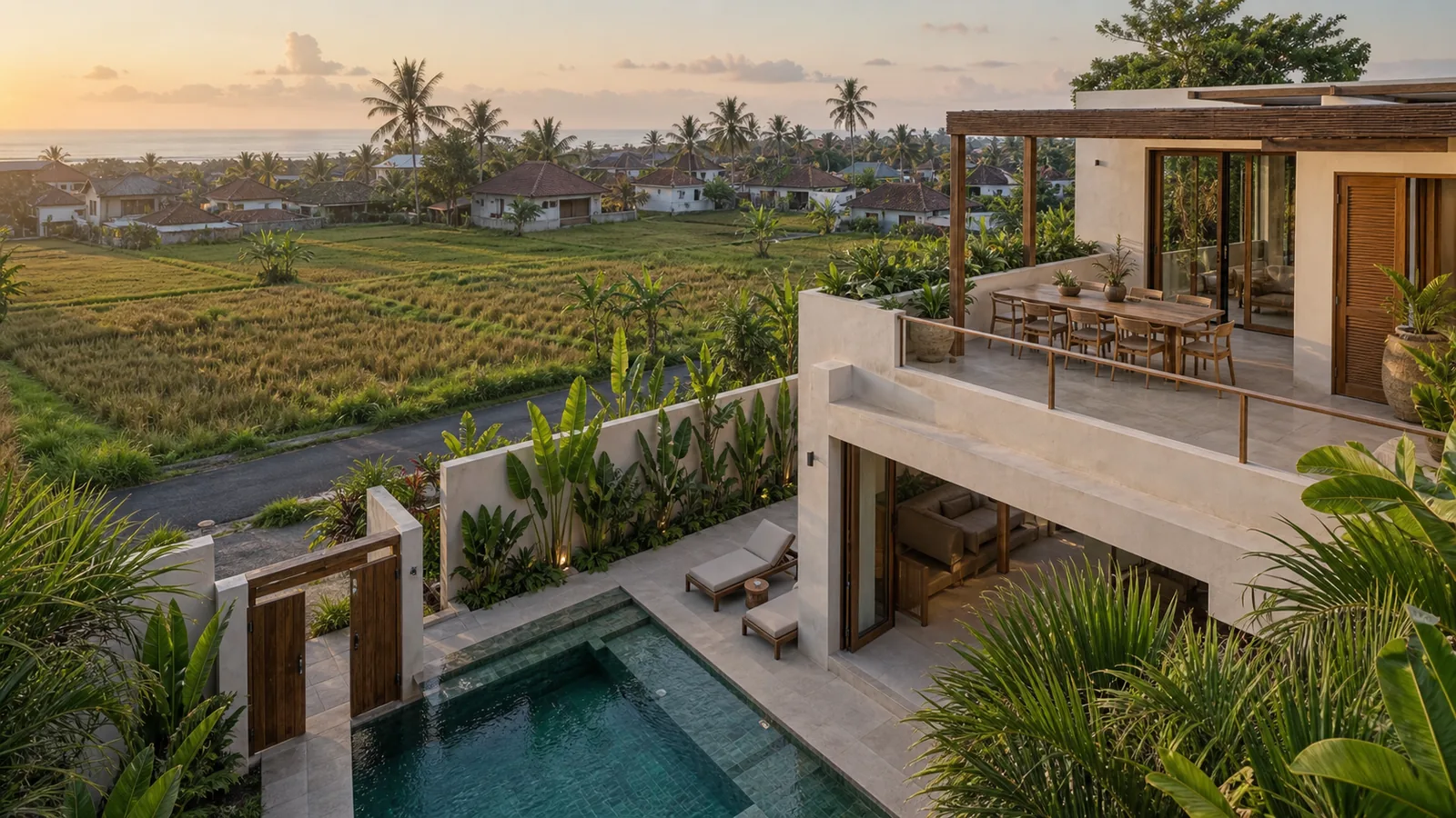 Seseh emerging area villa beside rice fields