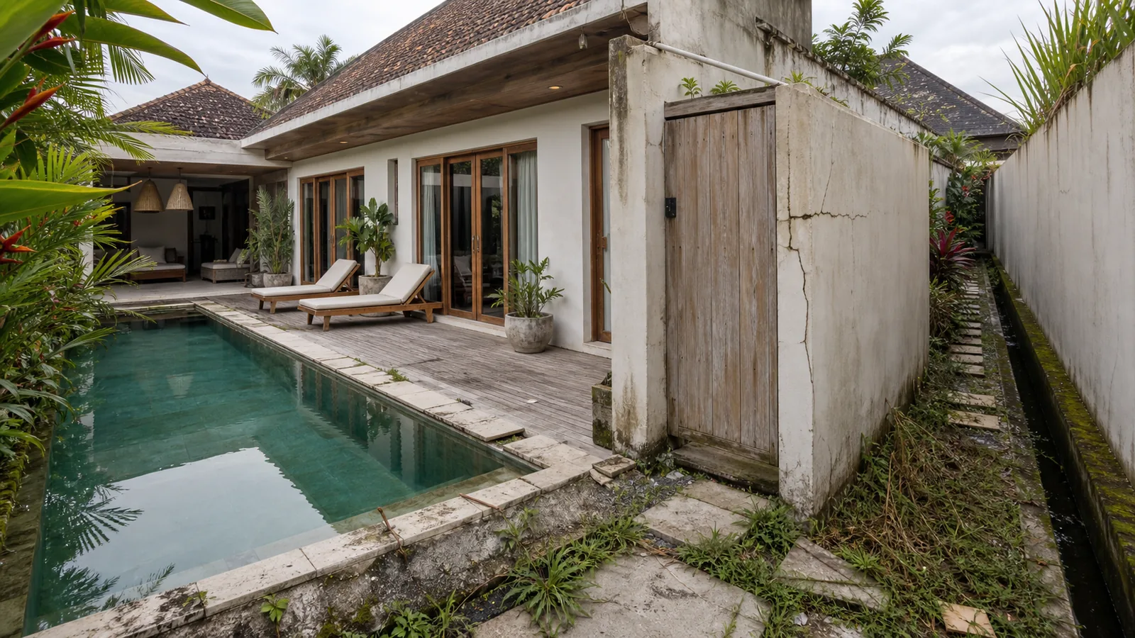 Bali villa exterior with subtle property condition red flags