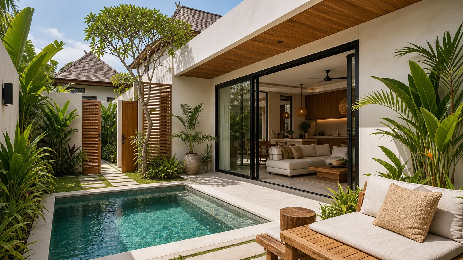 Canggu mid-range villa courtyard with private pool