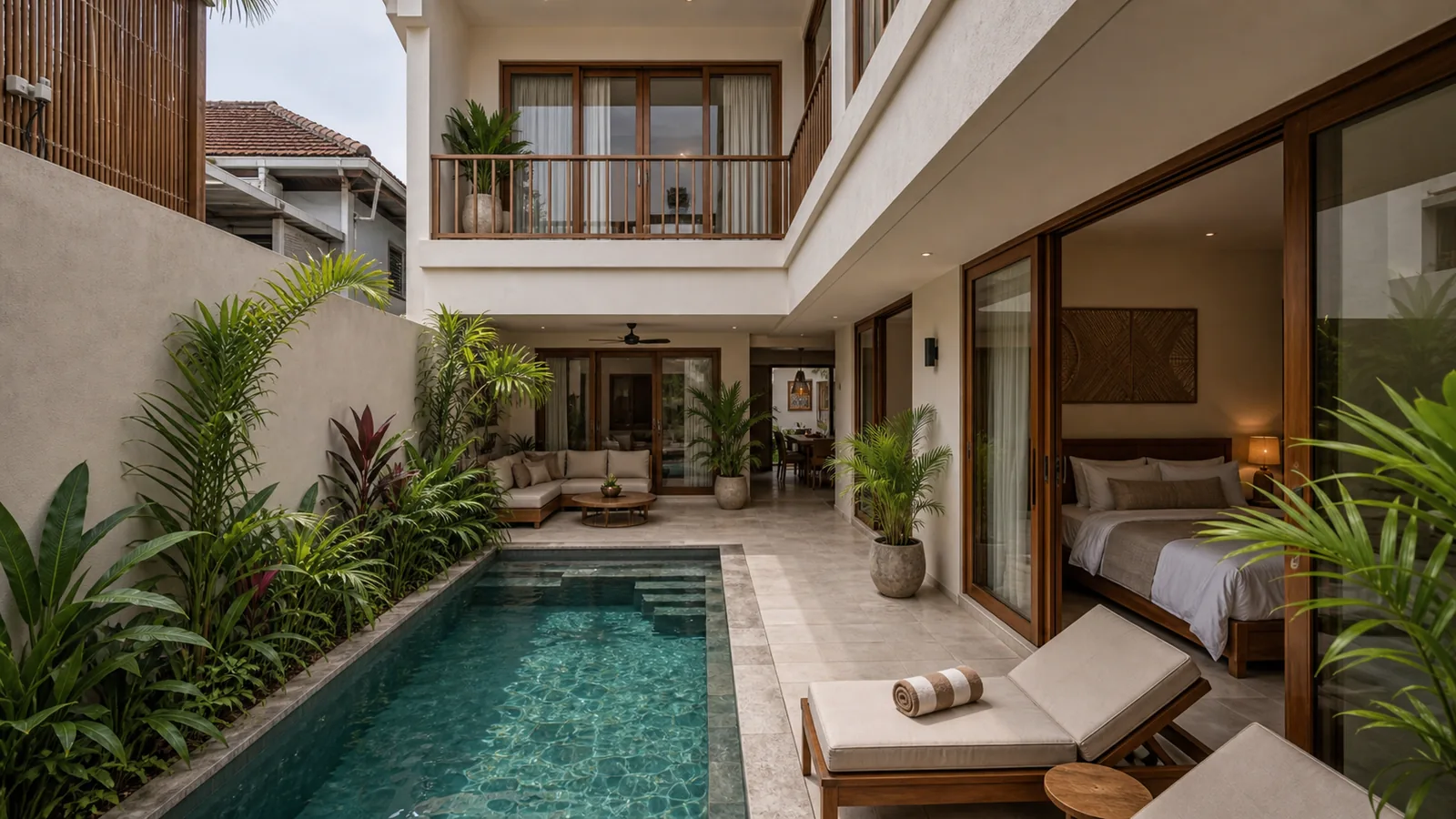 Berawa villa courtyard squeezed onto a small plot