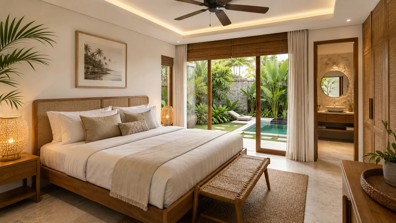 Sanur guest suite bedroom prepared for villa rentals