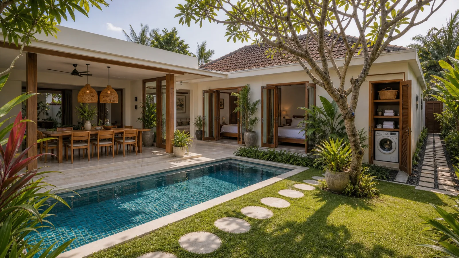 Sanur family villa courtyard for long-stay rental demand