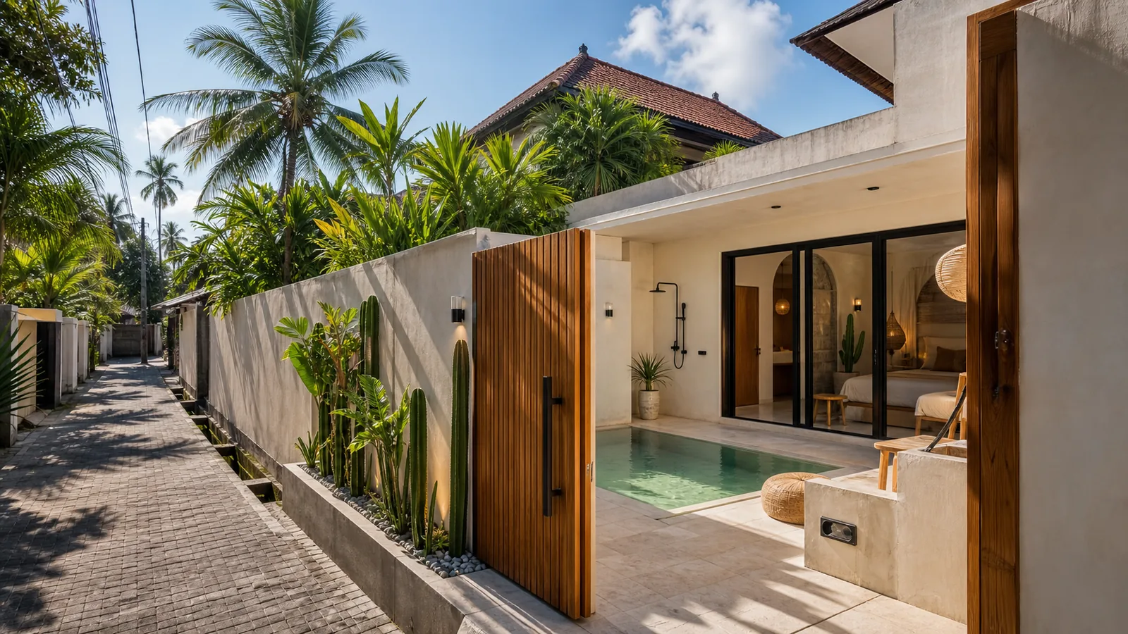 Seminyak and Canggu tourism corridor villa in a dense lane