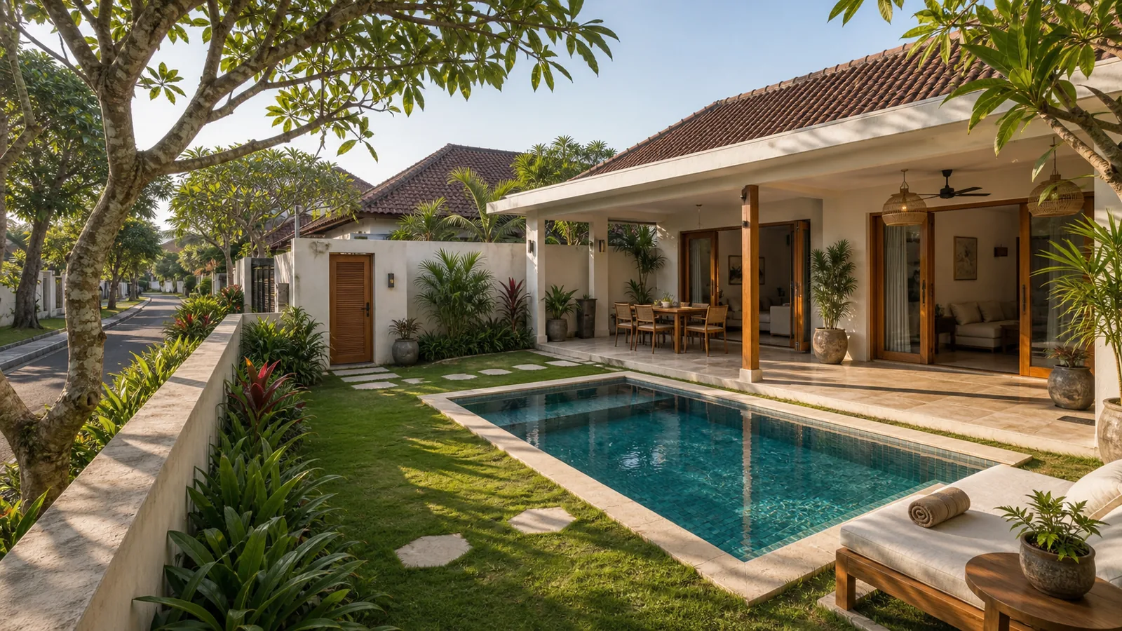 Sanur family villa courtyard in a quiet coastal residential area
