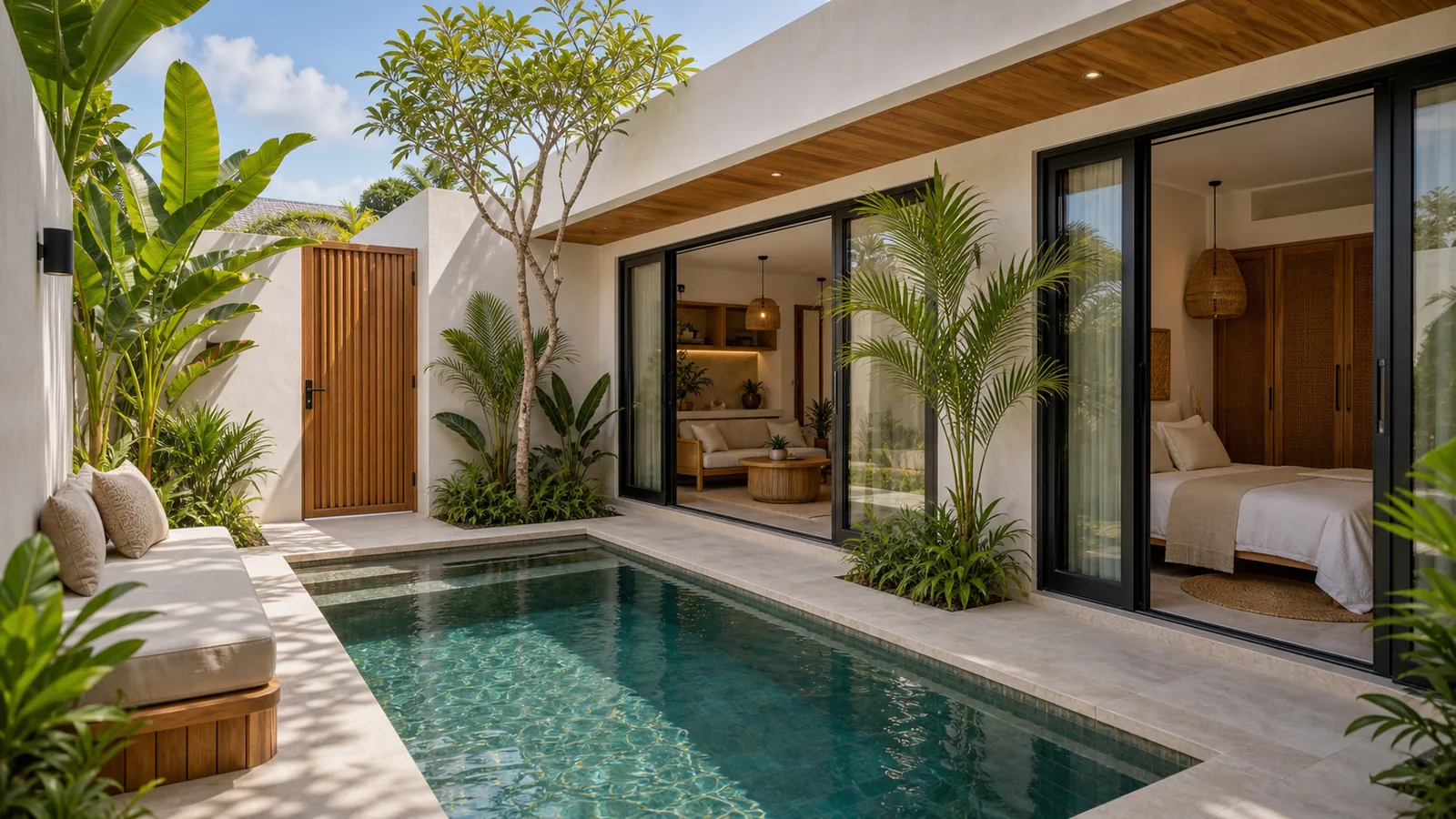 Pererenan compact leasehold-style villa courtyard with plunge pool