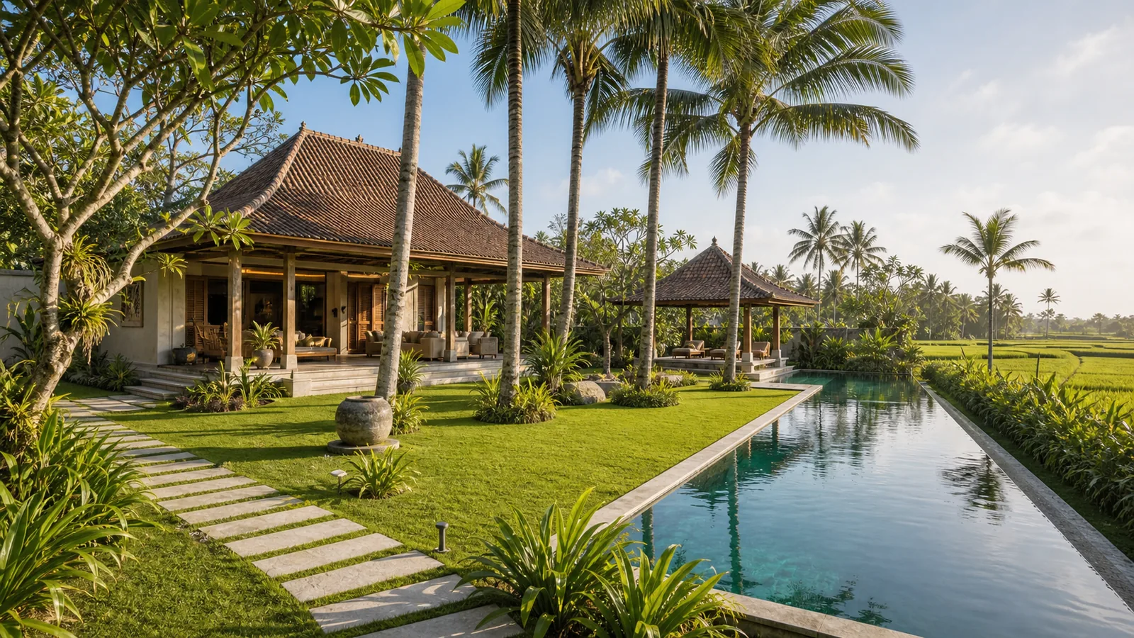 Tabanan large villa estate with broad lawn and swimming pool