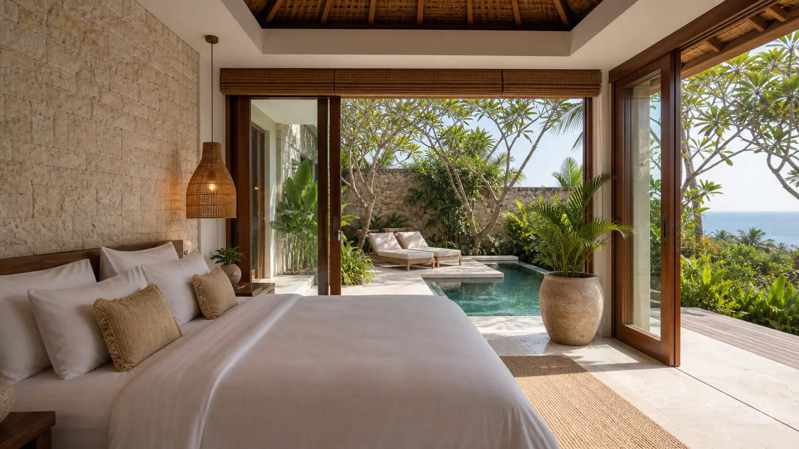 Padang Padang private villa bedroom or guest experience scene for Padang Padang Villas for Sale
