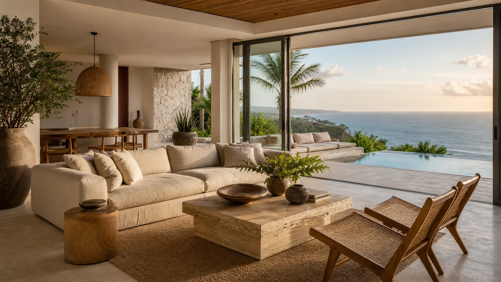 Uluwatu luxury villa main room and pool connection for Uluwatu Luxury Villa Investment