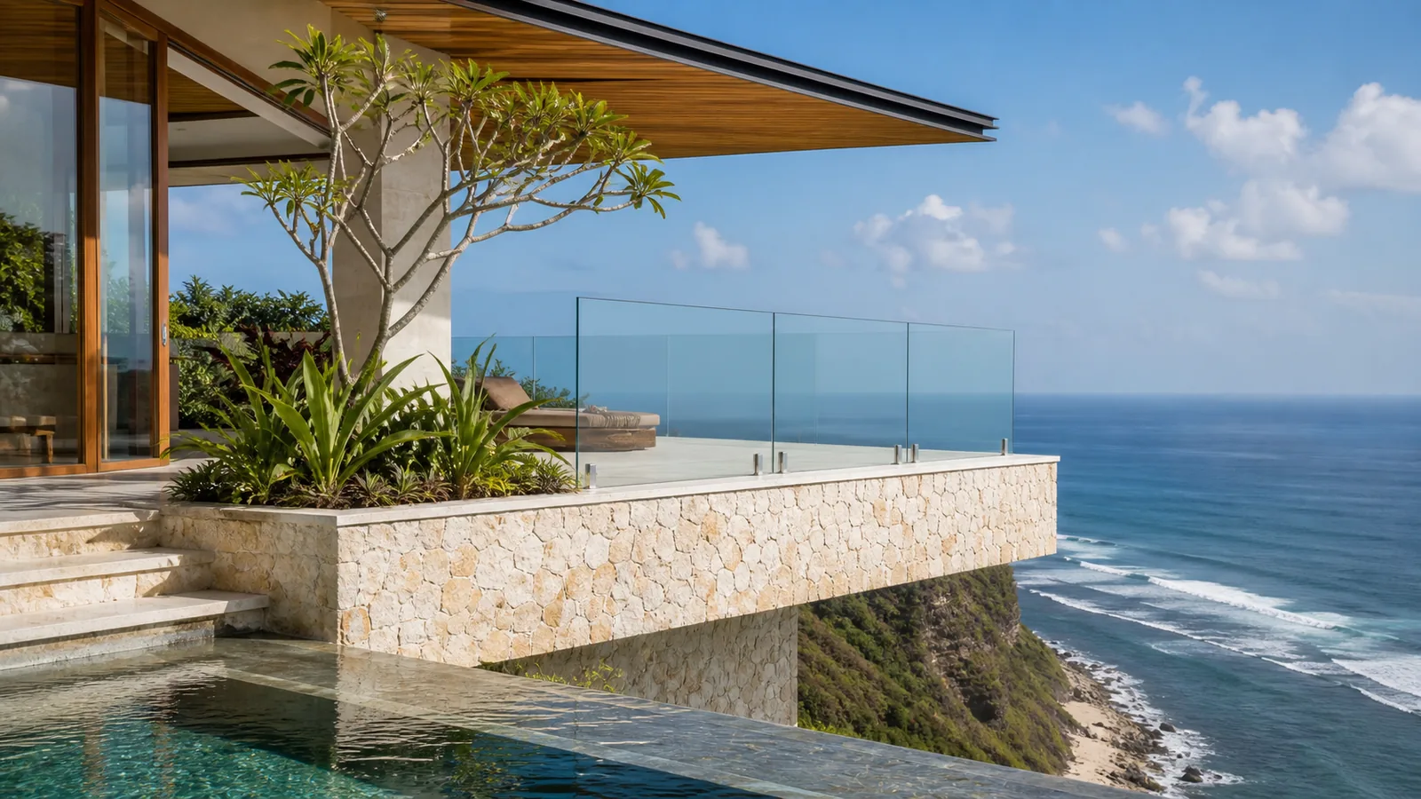 Uluwatu ocean-view villa architecture and material detail for Uluwatu Ocean View Villas