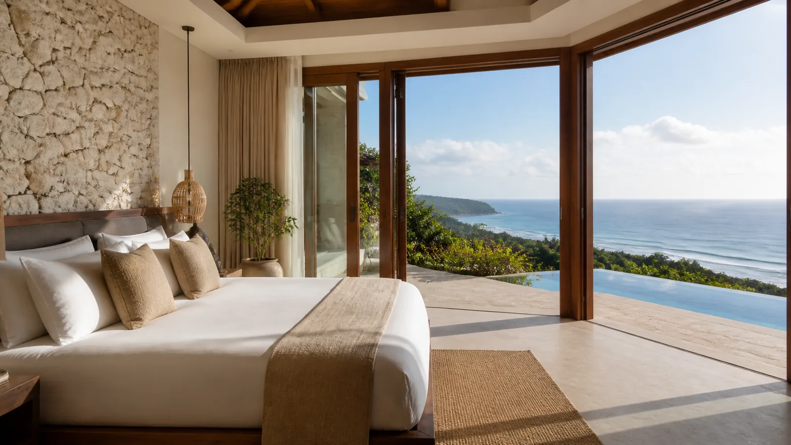 Uluwatu ocean-view villa bedroom or guest experience scene for Uluwatu Ocean View Villas