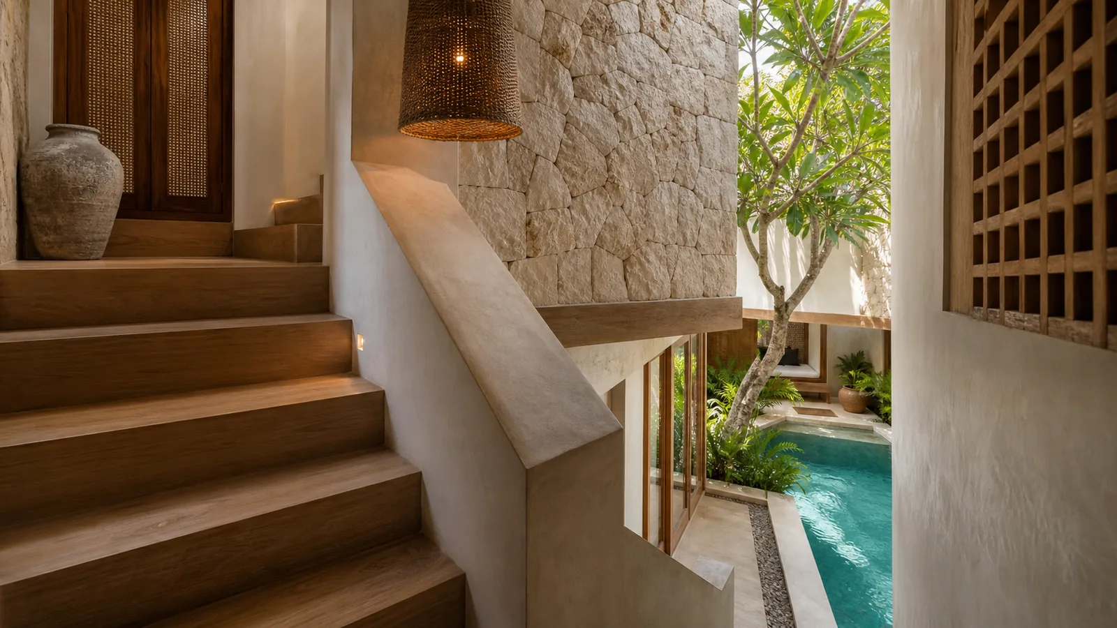Uluwatu rental-ready villa architecture and material detail for Uluwatu Villa Rental Yield