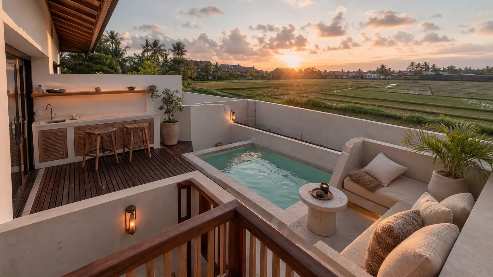 Pererenan leasehold villa rooftop deck with plunge pool