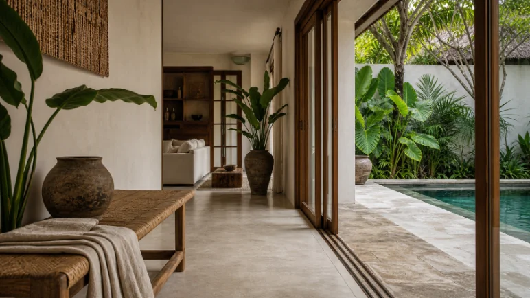 Compact Pererenan villa with pool and teak screens